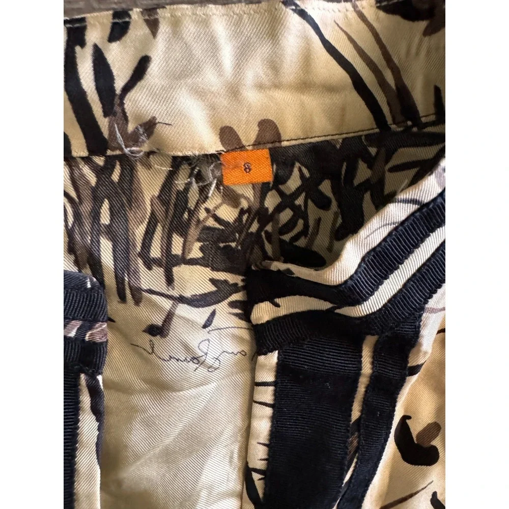 Tory Burch Ivory &black Tunic Blouse Kaftan Top Embellished Silk 8 V-neck- Read